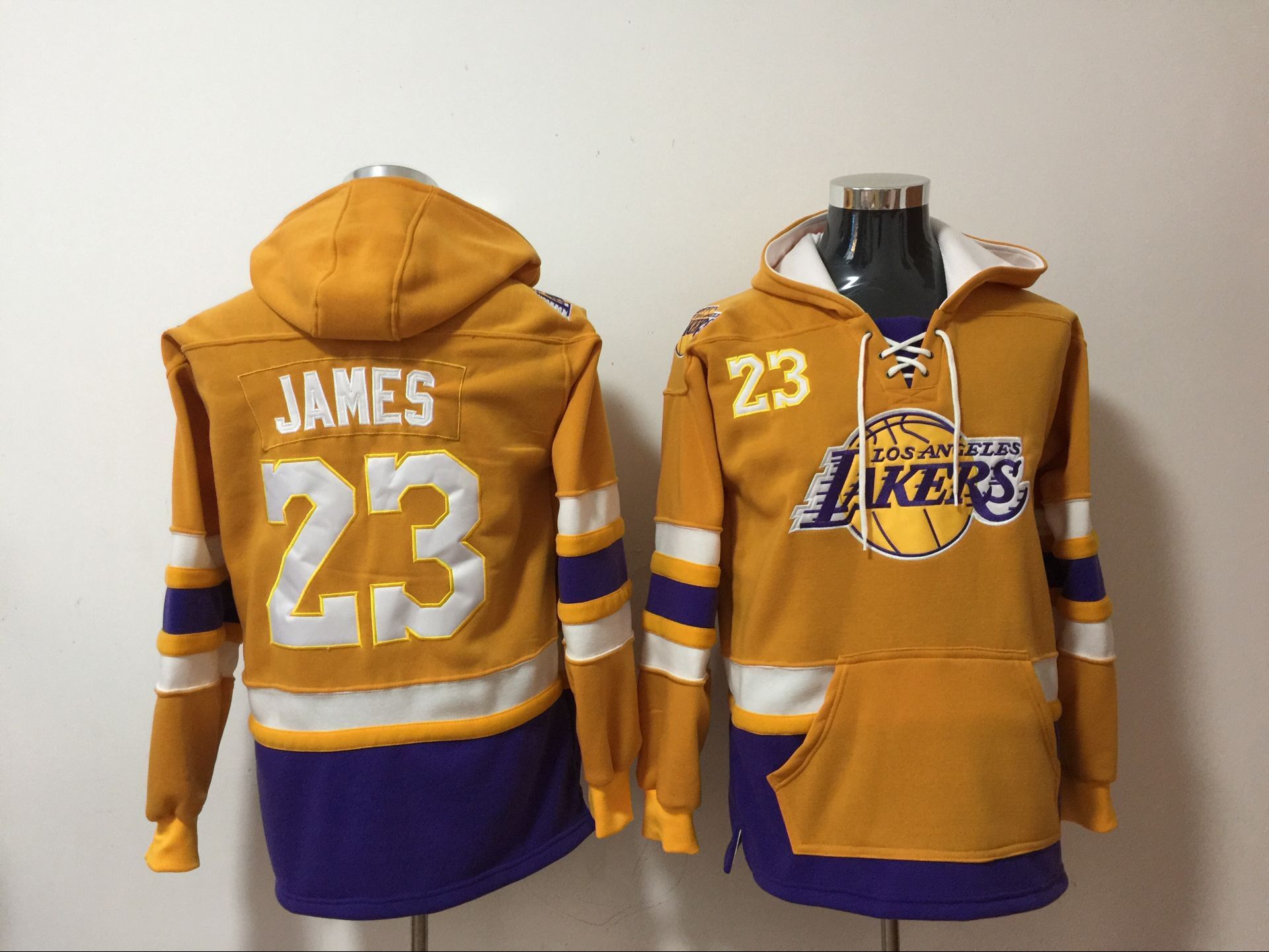 NBA Men Los Angeles Lakers 23 James yellow Sweatshirt